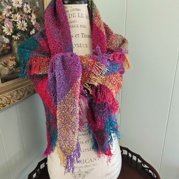 Cozy Woven Scarf Blanket with Fringe, Wrap, Shawl - Picture 2 of 7